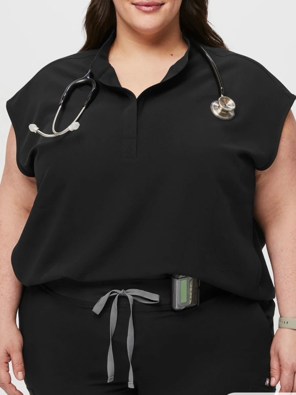 FIGS Black Rafaela Oversized Scrub Top | Size 3XL